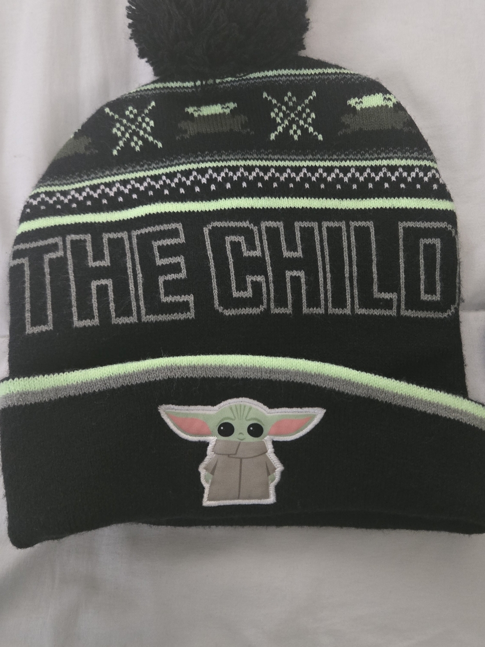 Old Navy Black and Neon Green Star Wars Knit Beanie